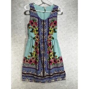 Lovemarks Sleeveless Dress Floral Size Small Fit n Flare Polyester Southwestern